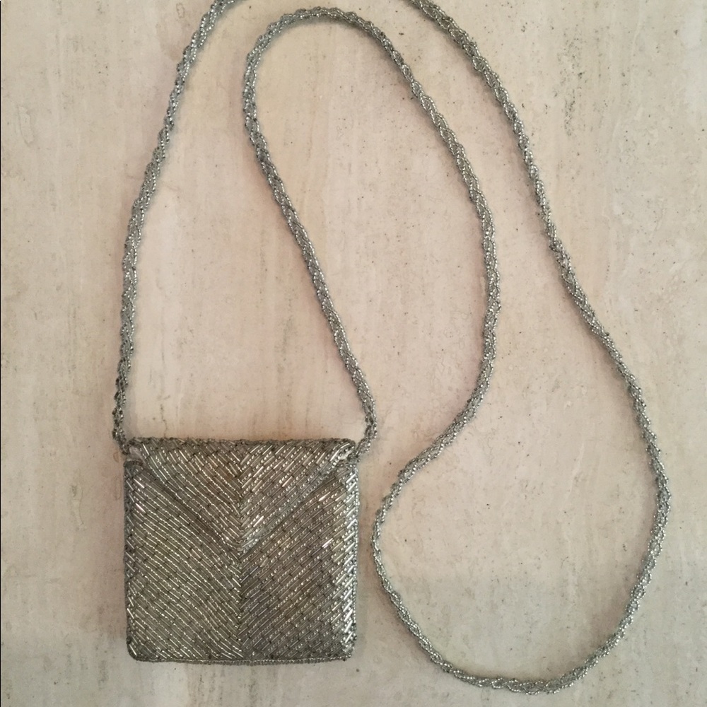 Vintage Beaded Bag Crossbody Shoulder Beads 80s Small Mini Purse 1980s